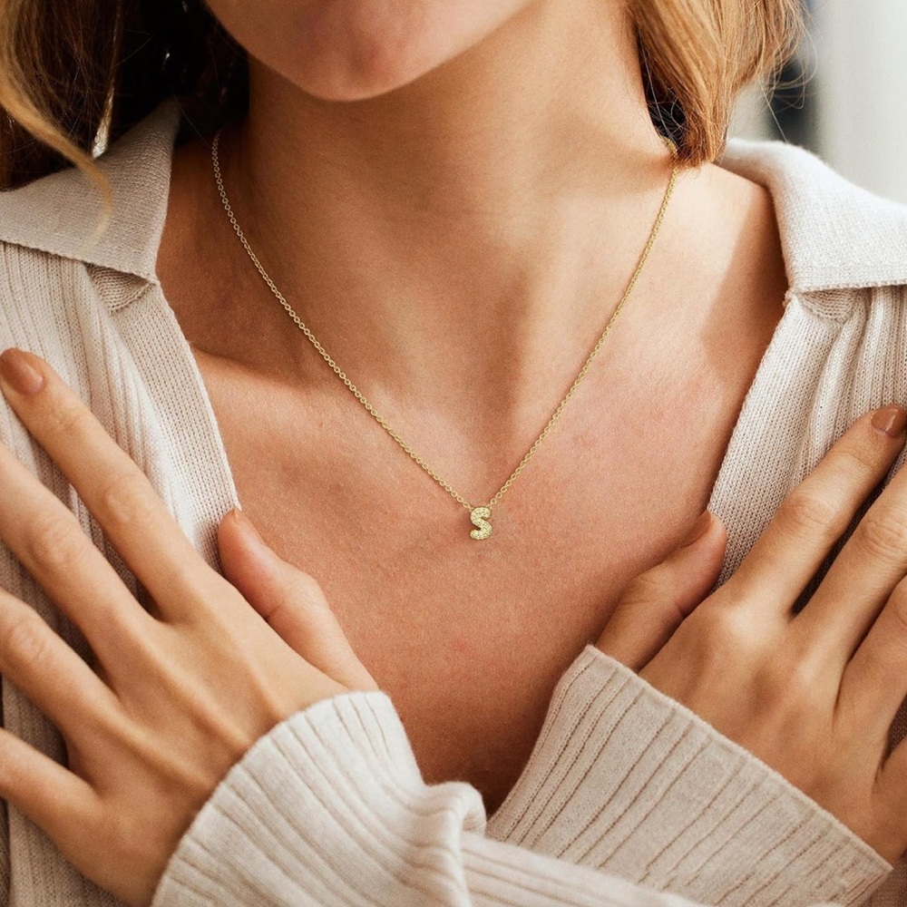 Gold Initial 'S' Pendant Necklace - Women Jewelry